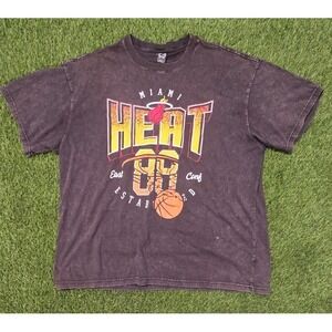 NBA Miami Heat Shirt Mens XXL Ultra Game Mineral Wash 1988 Graphic Gray Tee